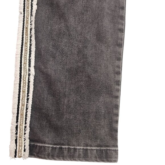 Jane & John Womens Jeans Mid Rise Black Denim With Frayed Side Stripes Size 12 - Picture 5 of 10